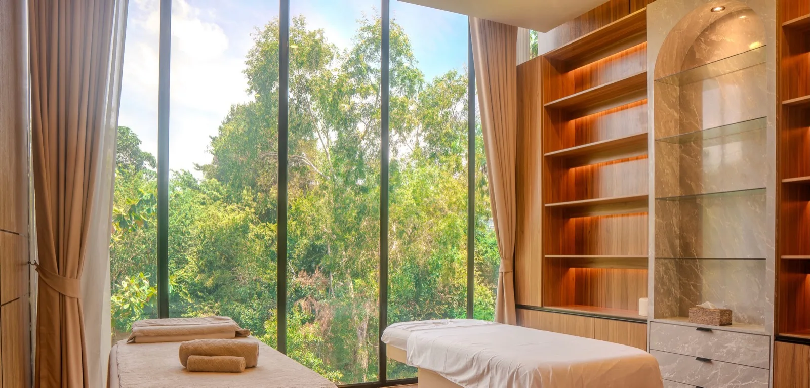 Private treatment room with garden view at Legacy Spa Samui