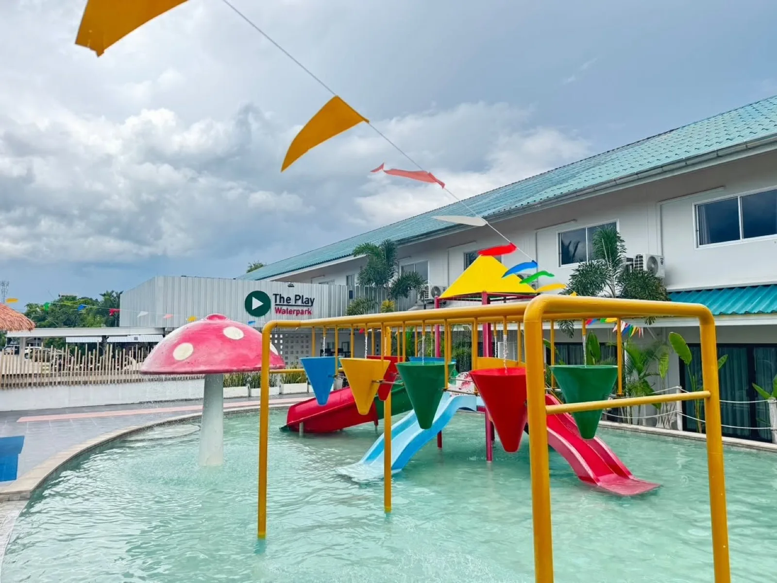 Colourful slide frame beside the hotel rooms at Nakhon Non Len, Nakhon Si Thammarat