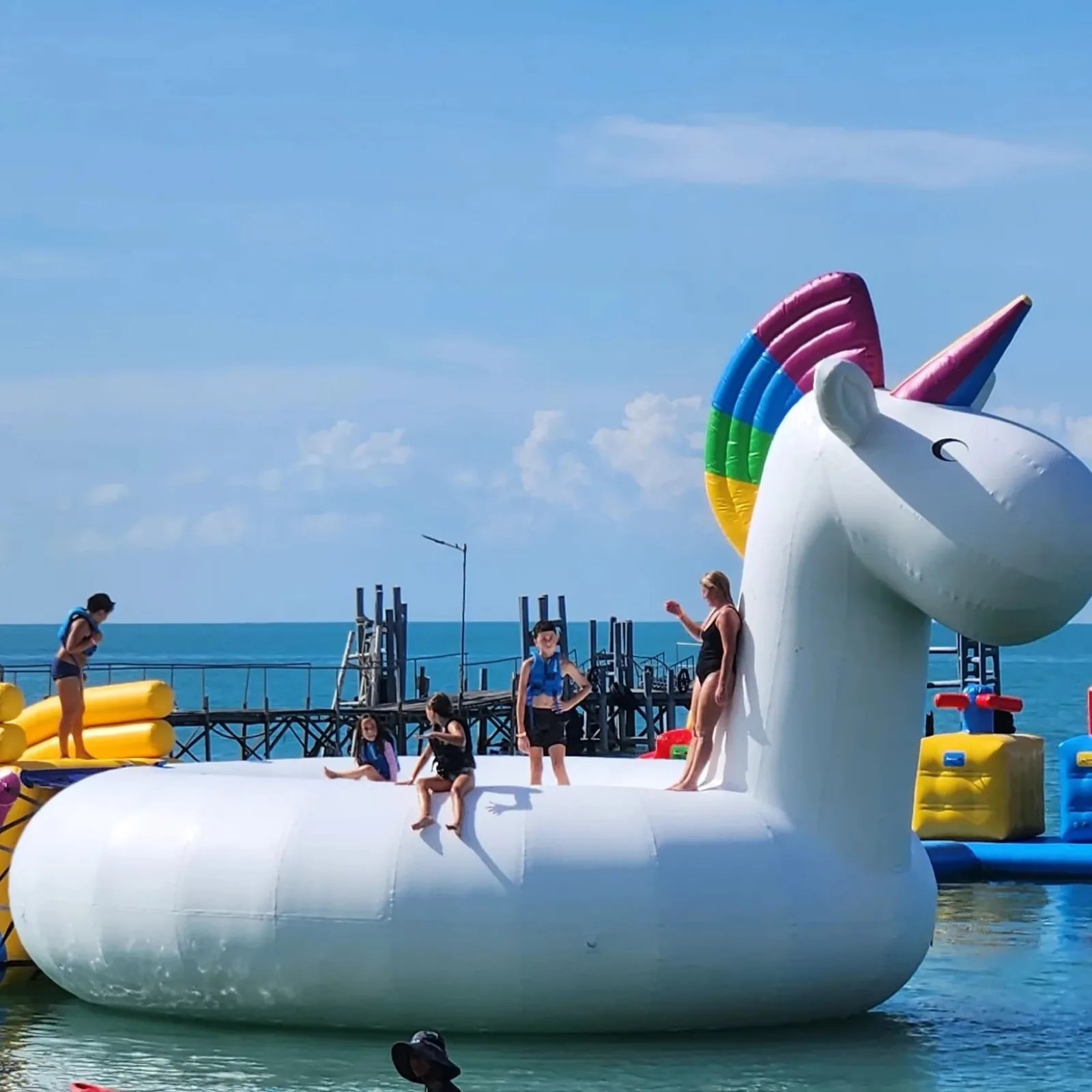 Giant unicorn inflatable at Ninja Water Park off Bangrak Beach, Koh Samui