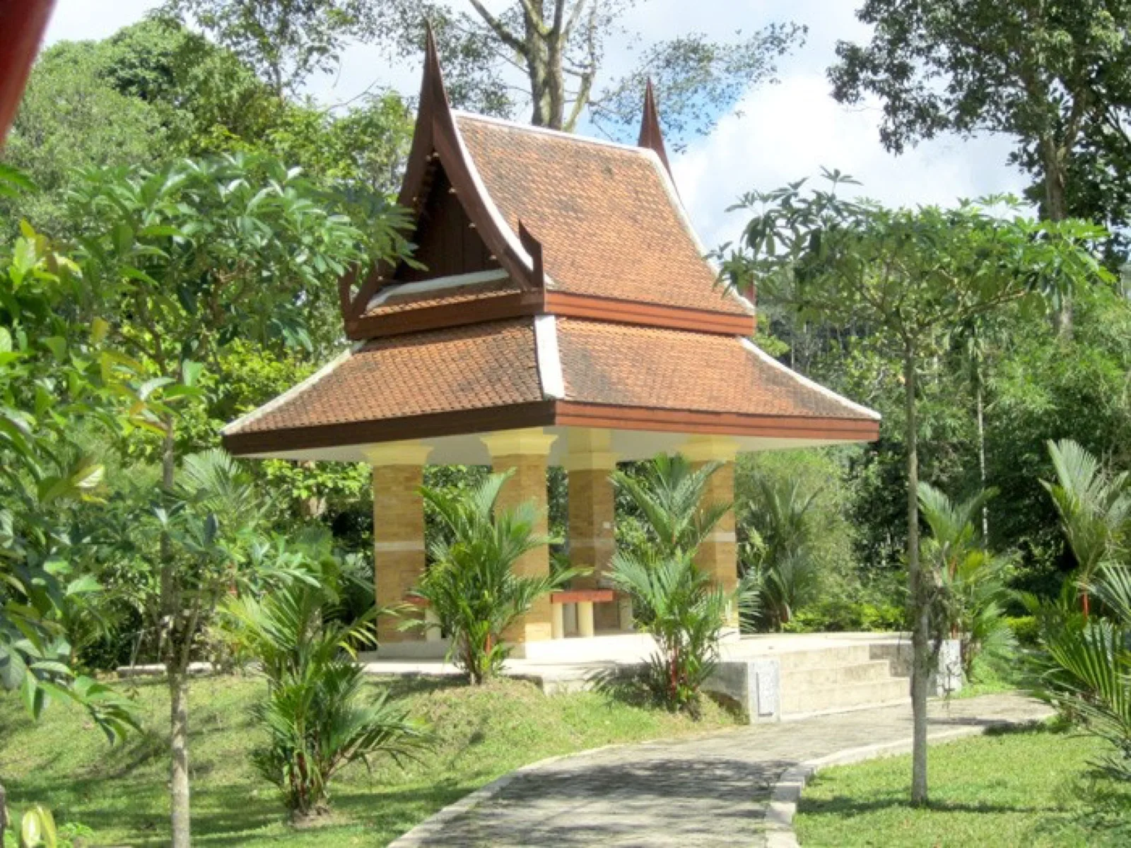 Thai-style pavilion in the gardens of Rommanee Hot Spring, Kapong