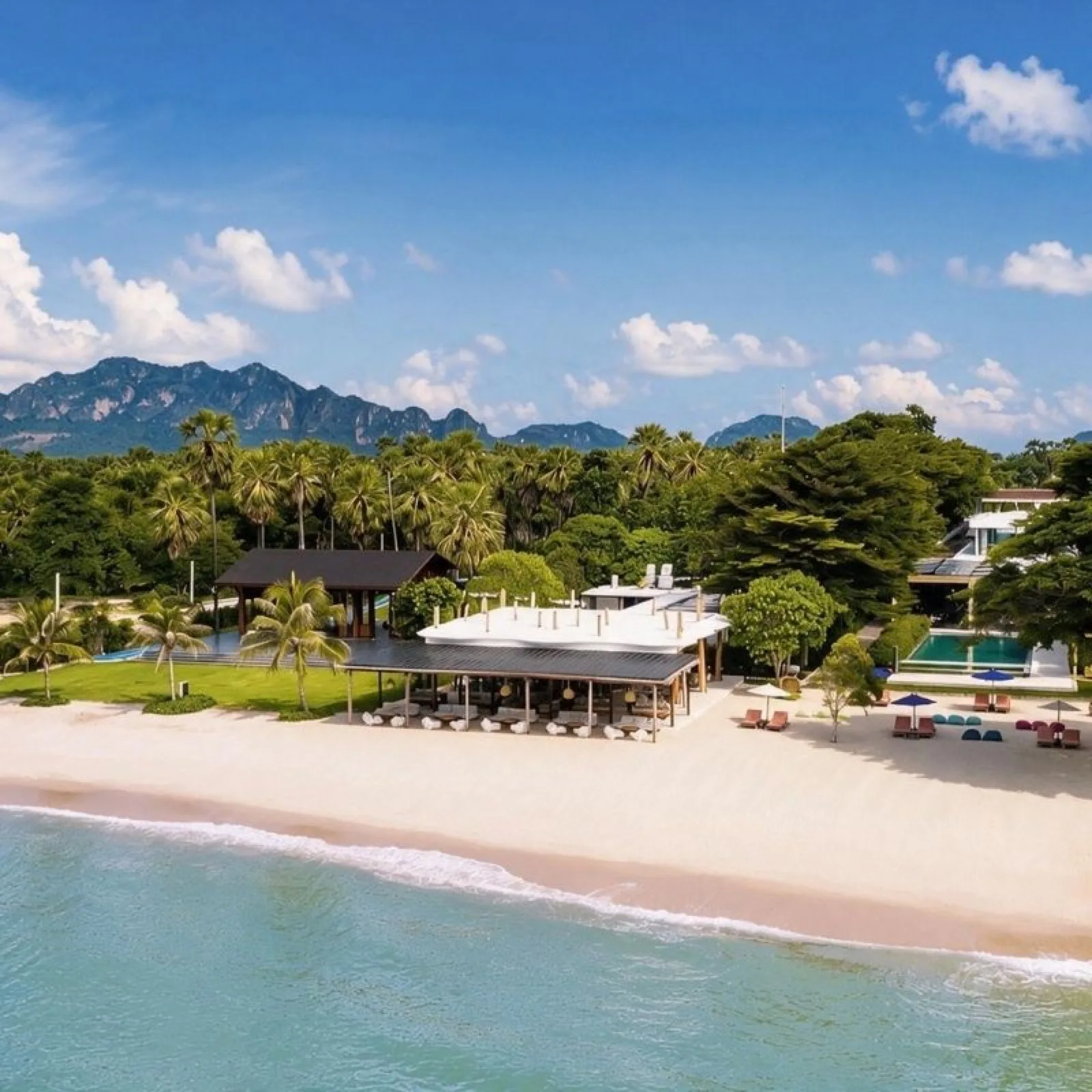 Cha-am beach and resort grounds from above at SO/ Sofitel Hua Hin