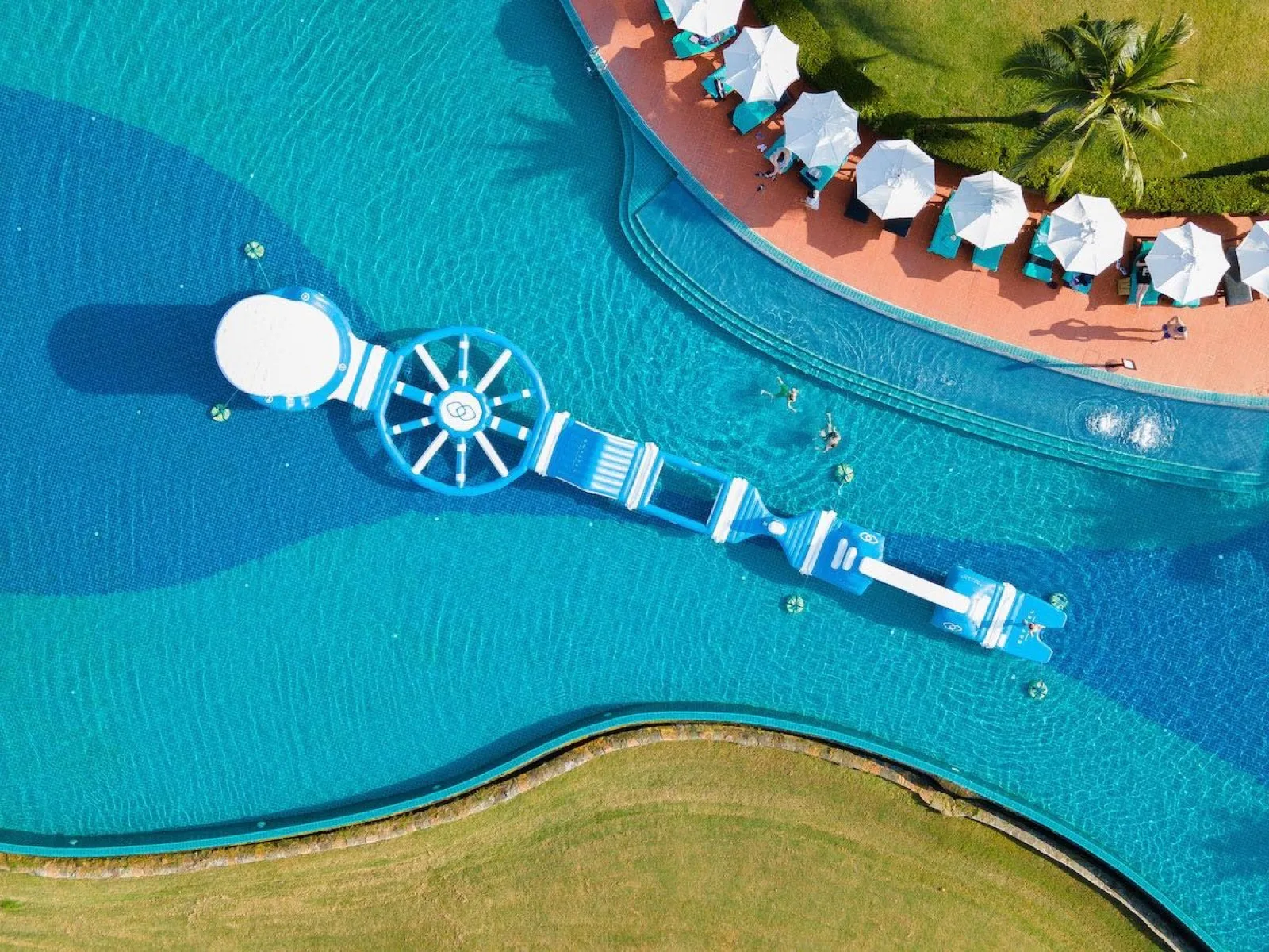 Wibit Adventure Float on the pool at Sofitel Krabi Phokeethra, included with the day pass