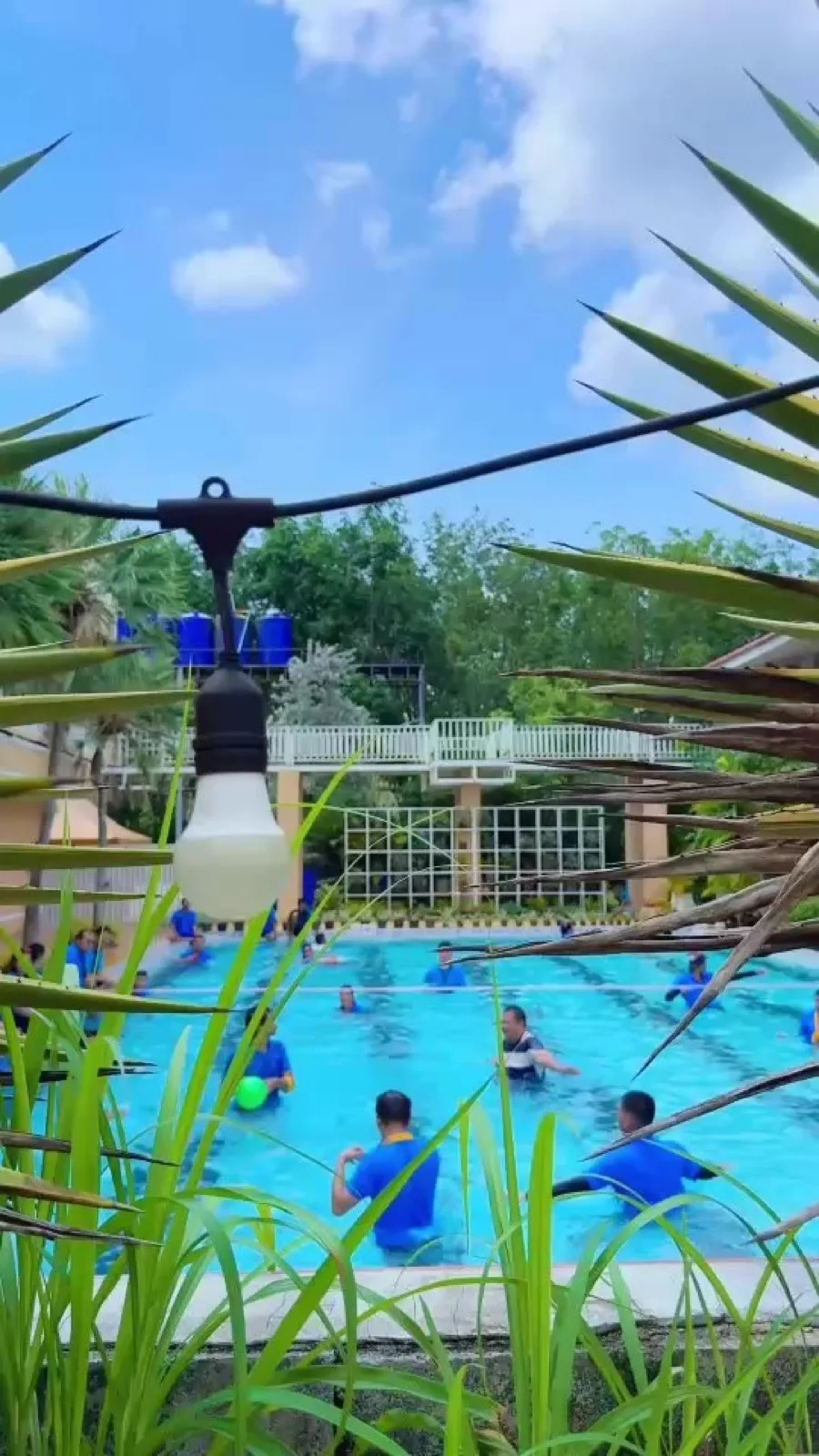 Main pool and slide tower at TrangVilla Hotel and Water Park in Palian, Trang